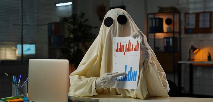 Boo! A Financial Ghost Story Ghost with financial sheet