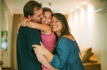 Family hugging
