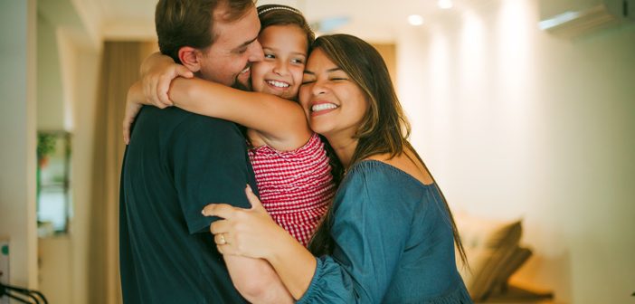 Family hugging